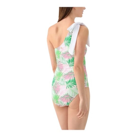 NWT-Mary Square Multi Palms One Shoulder Bow Mio Swimsuit-Sz XL - Picture 2 of 8